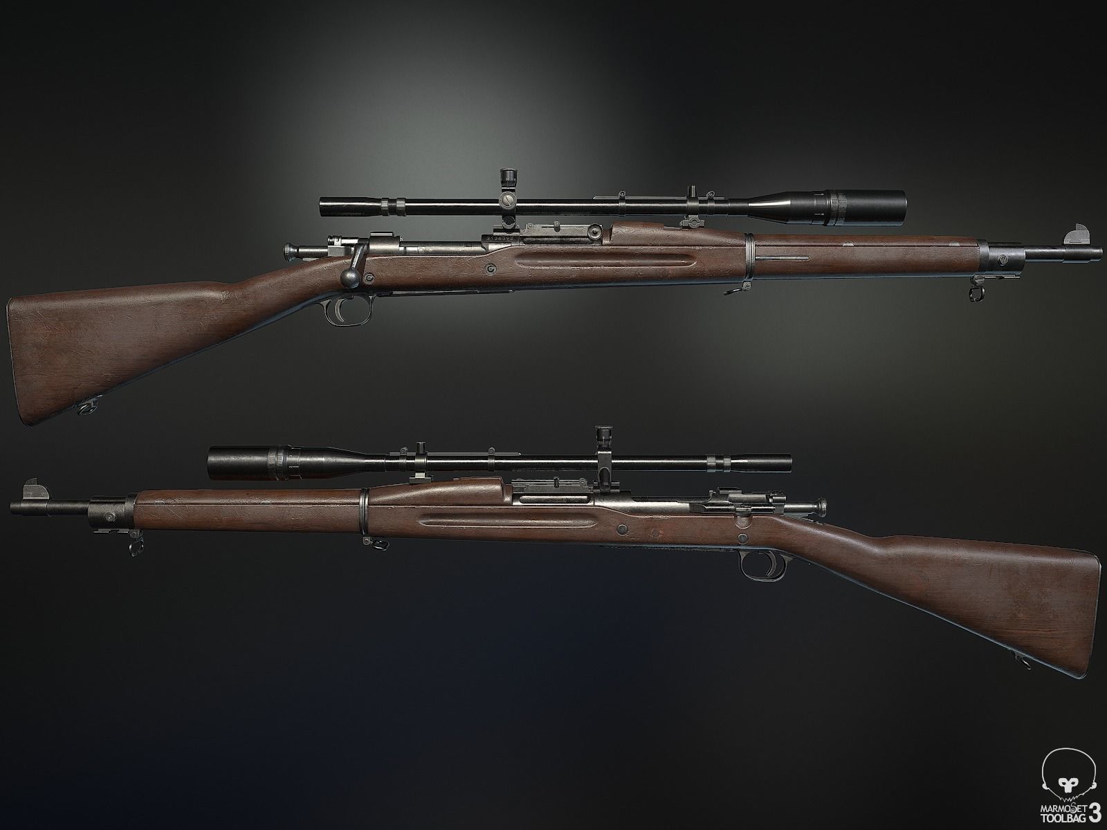 M1903A3 Sniper Low-poly 3D model_2