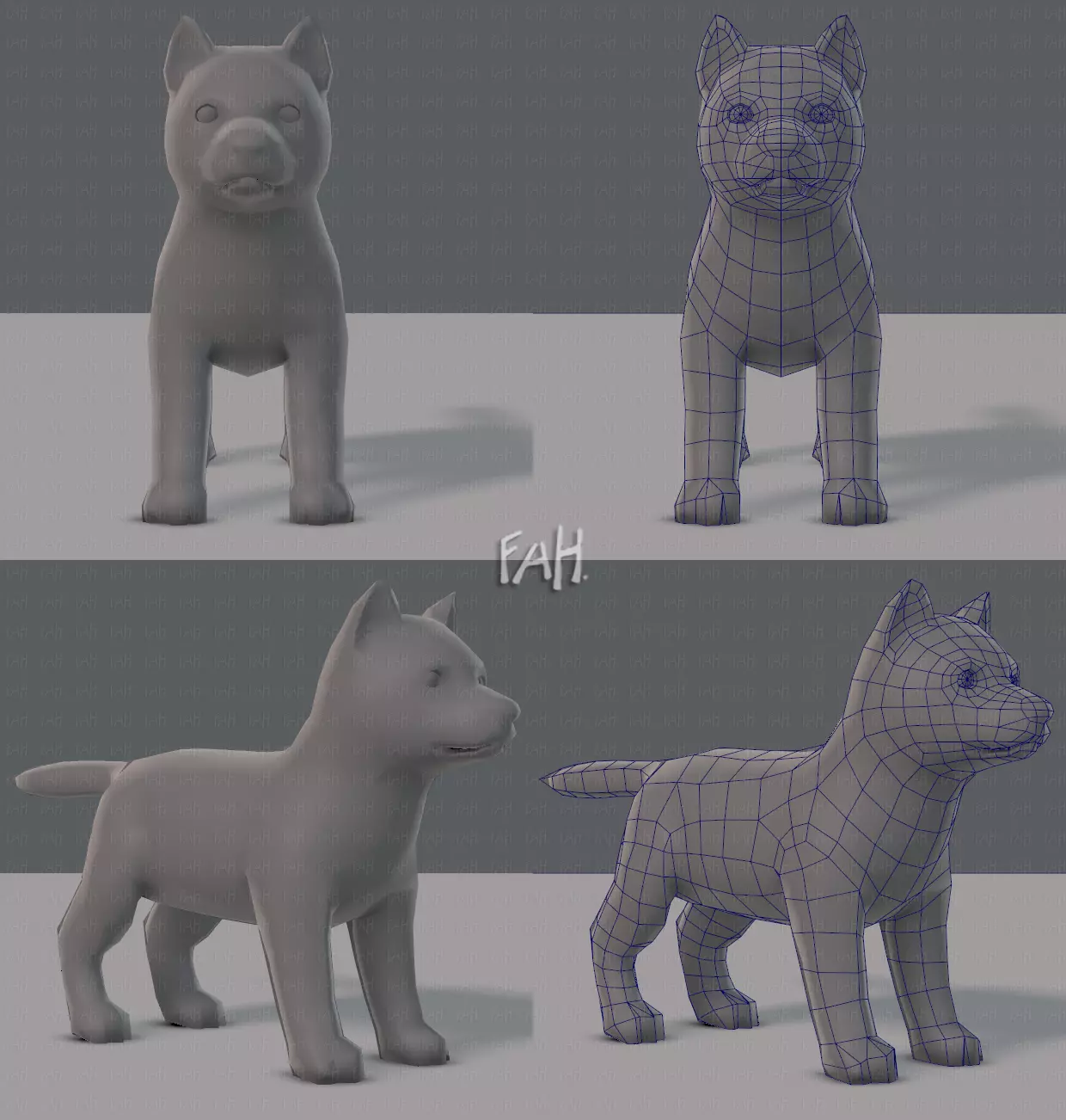 Dog base for gameV02 Low-poly 3D model_0