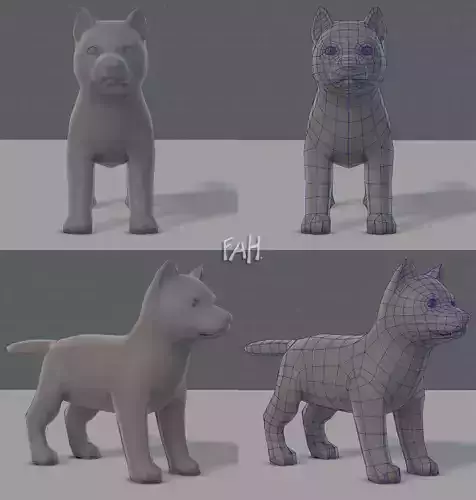 Dog base for gameV02 Low-poly 3D model