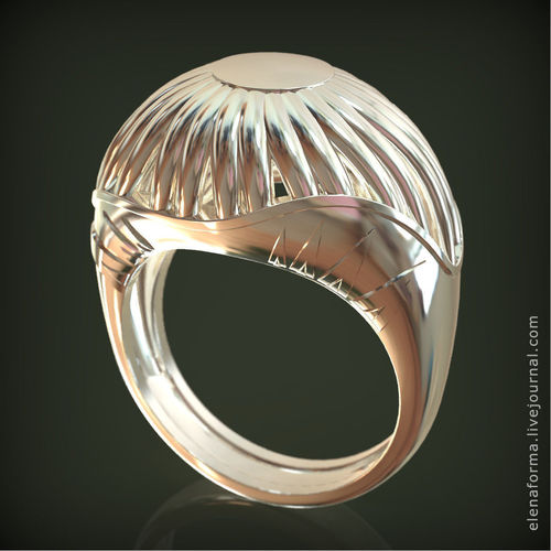 Ring in art Deco style with sun flower 3D print model