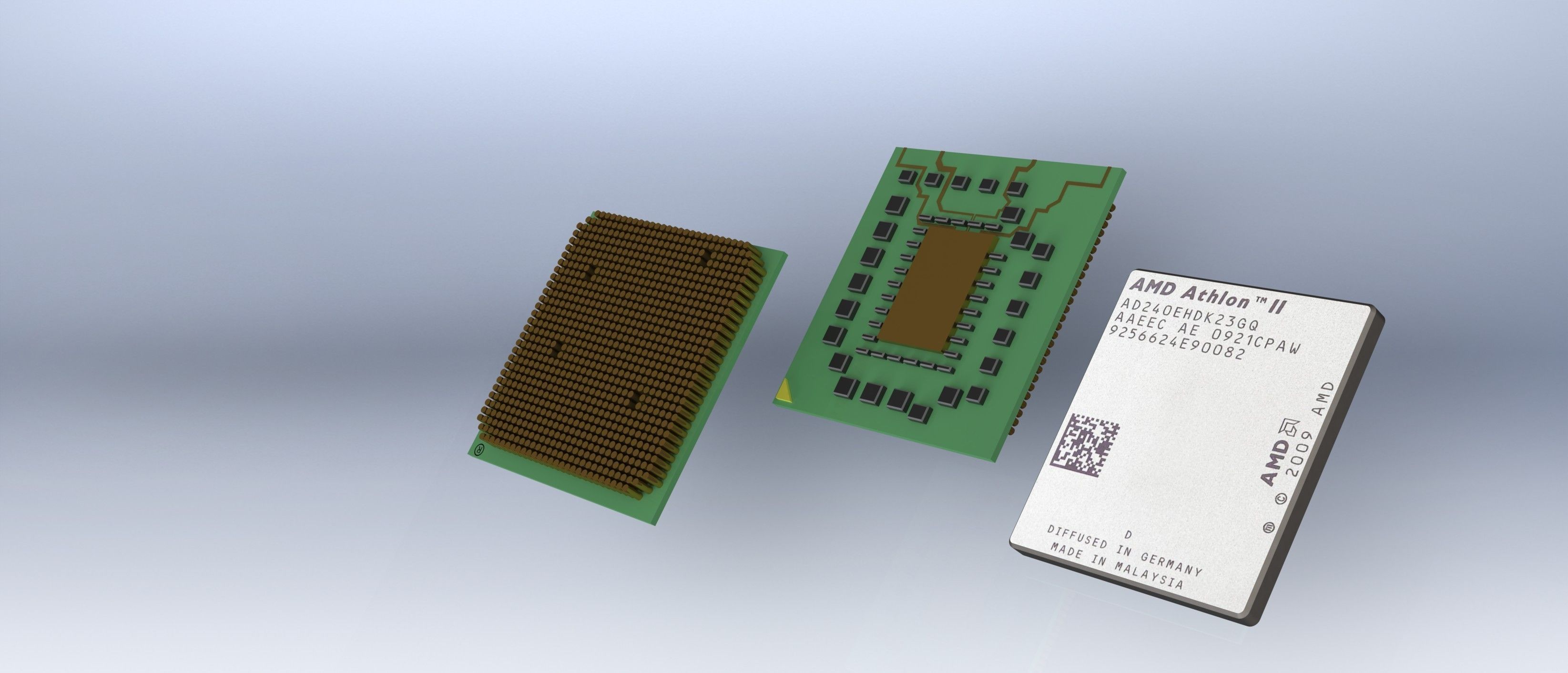 AMD Athlon II Microprocessors Substrate  Microprocessor Lid R... Free 3D model_1
