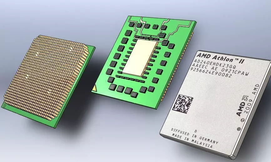 AMD Athlon II Microprocessors Substrate  Microprocessor Lid R... Free 3D model_0