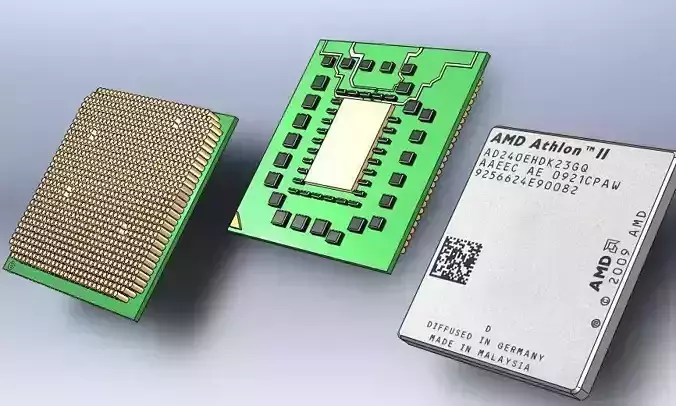AMD Athlon II Microprocessors Substrate  Microprocessor Lid R... Free 3D model
