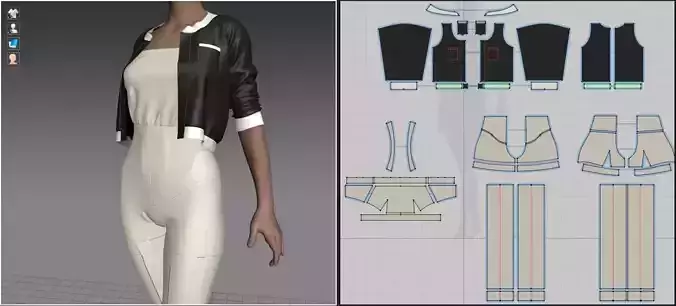 Marvelous Designer Free Garment - Jacket and Skirt Free 3D model
