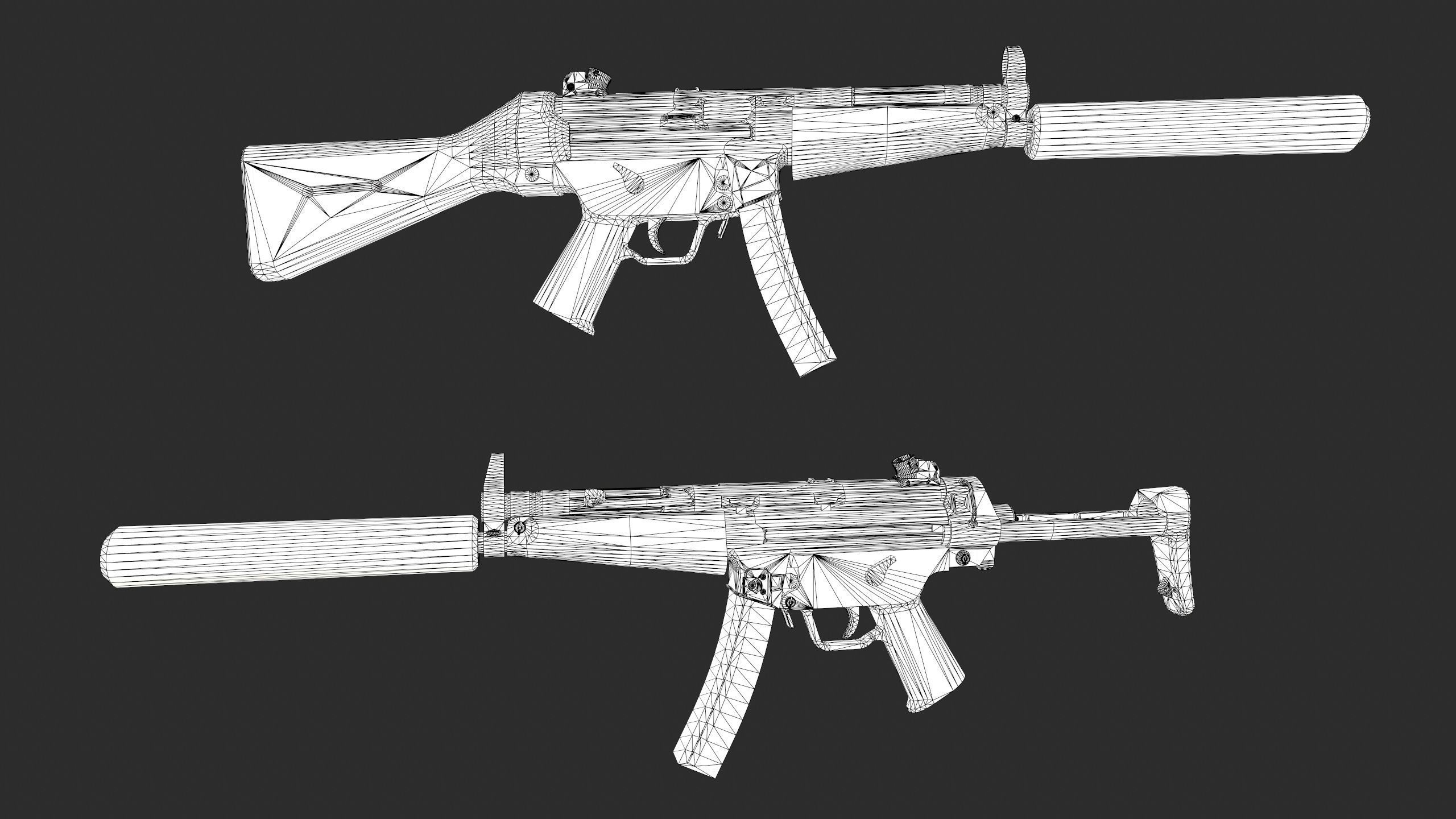 Modular MP5 - Textured - Game Ready Low-poly 3D model_12