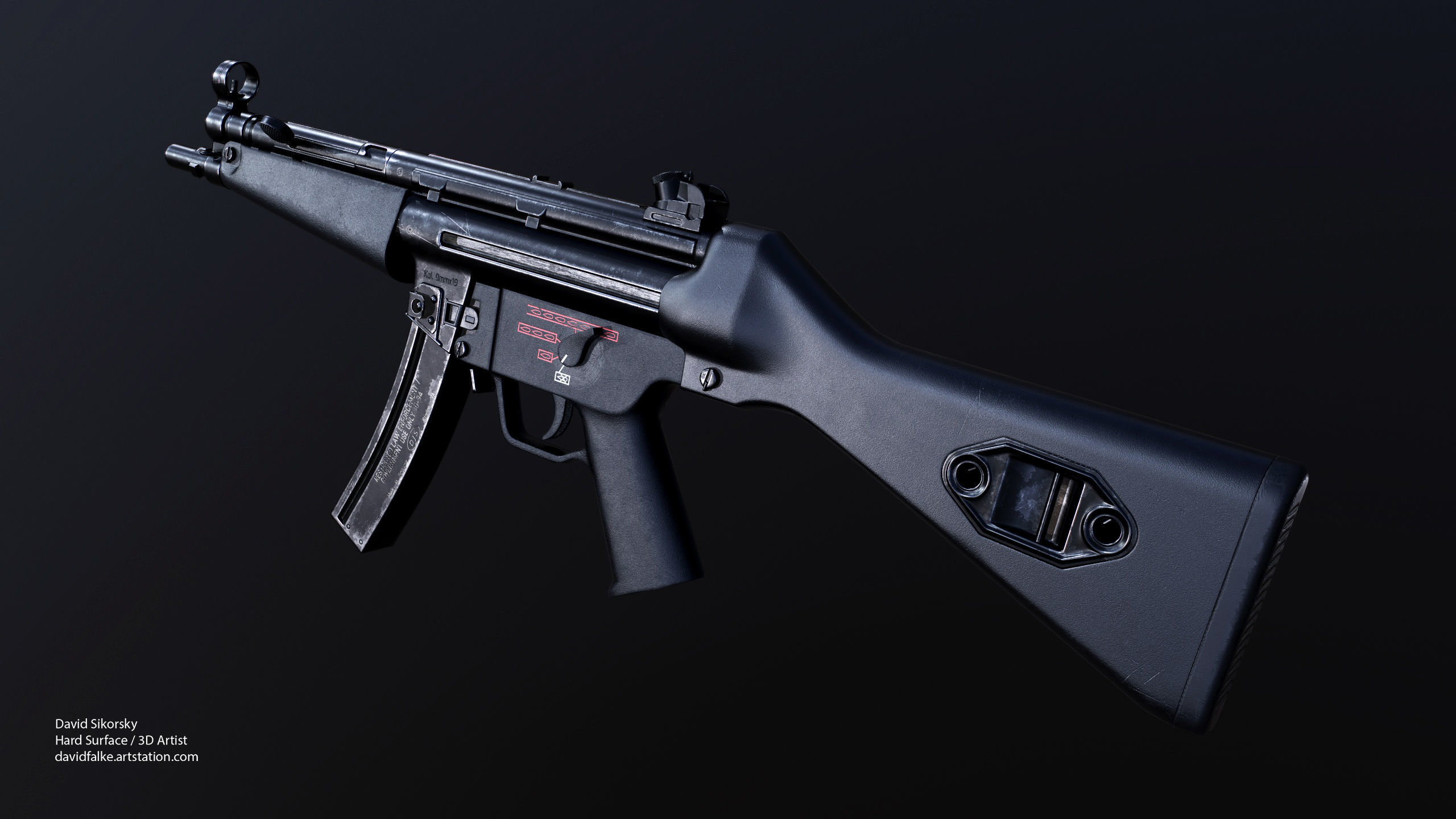 Modular MP5 - Textured - Game Ready Low-poly 3D model_4