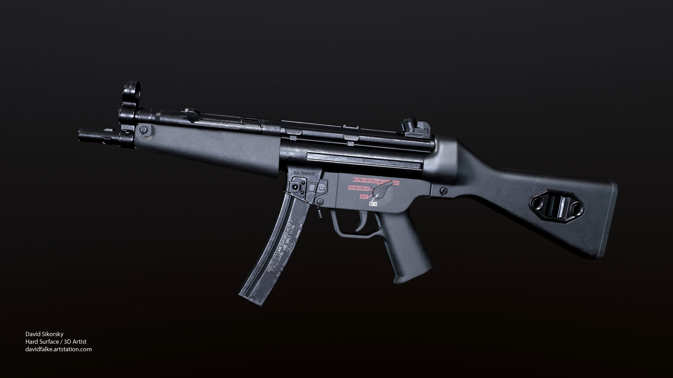 Modular MP5 - Textured - Game Ready Low-poly 3D model_2