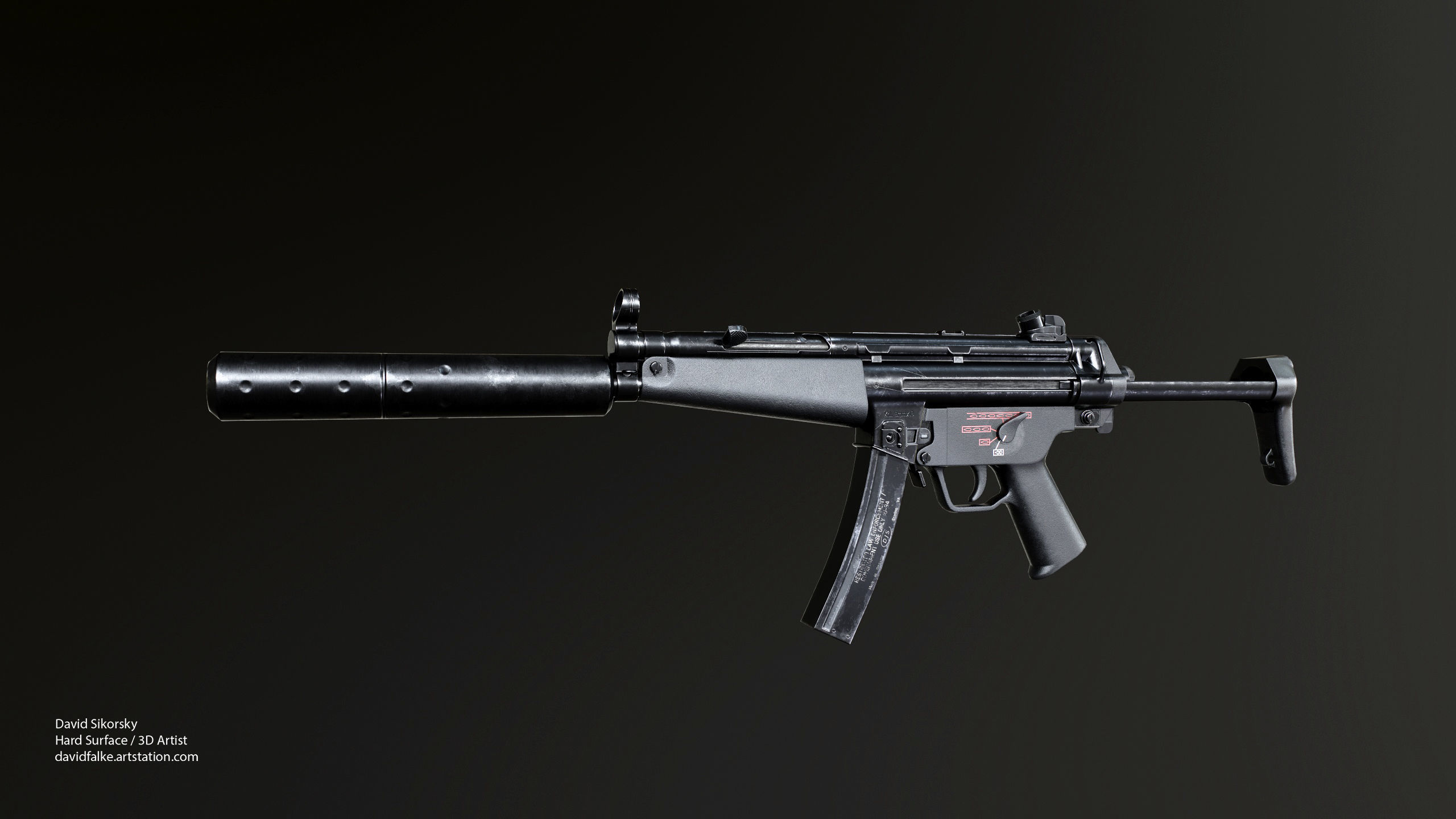 Modular MP5 - Textured - Game Ready Low-poly 3D model_5