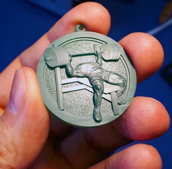 Barbell Bench Press GYM Athlete Round Pendant 3D print model_1