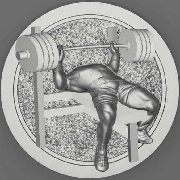 Barbell Bench Press GYM Athlete Round Pendant 3D print model_2