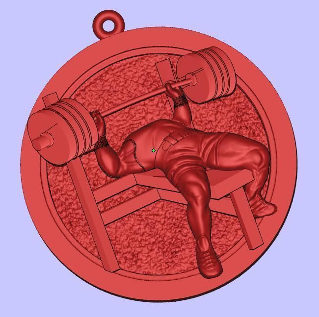 Barbell Bench Press GYM Athlete Round Pendant 3D print model_3
