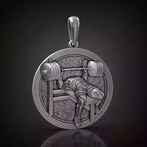 Barbell Bench Press GYM Athlete Round Pendant 3D print model