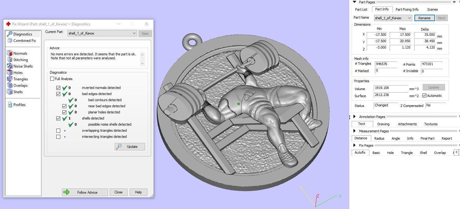 Barbell Bench Press GYM Athlete Round Pendant 3D print model_5