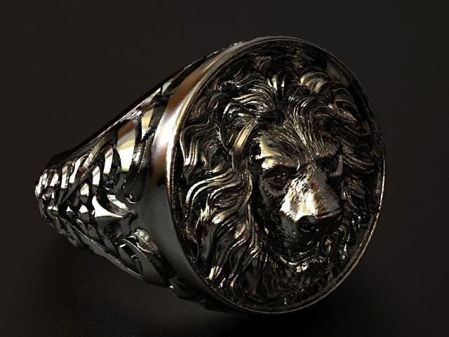 Lion Head Gothic Ring  3D print model_2