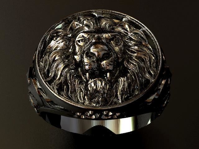 Lion Head Gothic Ring  3D print model_1