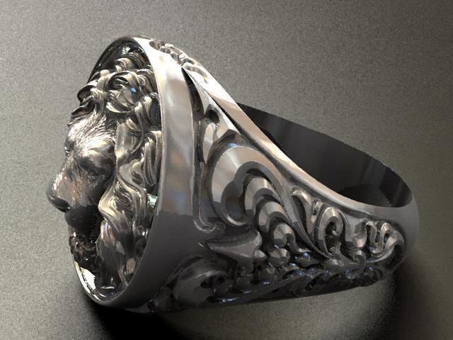 Lion Head Gothic Ring  3D print model_7