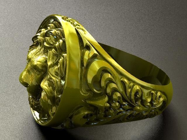 Lion Head Gothic Ring  3D print model_8