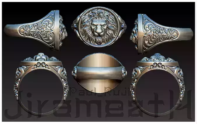 Lion Head Gothic Ring  3D print model