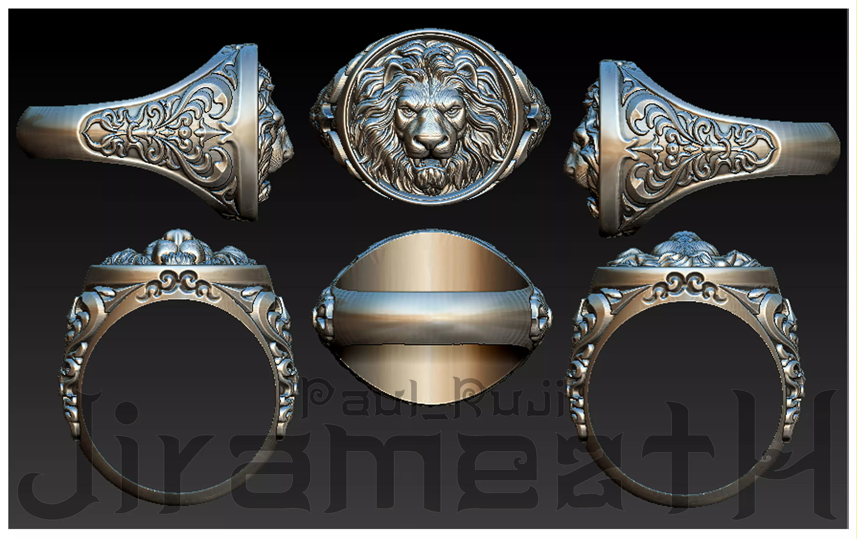 Lion Head Gothic Ring  3D print model_0
