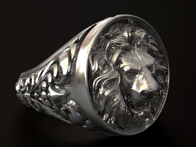 Lion Head Gothic Ring  3D print model_3