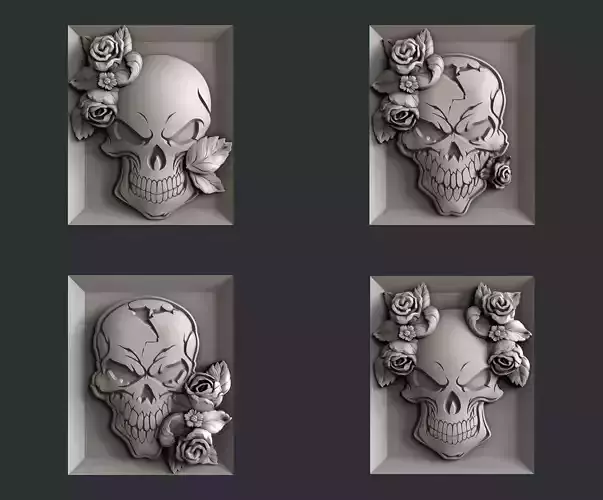 3d STL models for CNC skull rosses 3D model