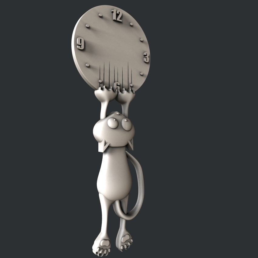3d STL models for CNC clock cat 3D model_2