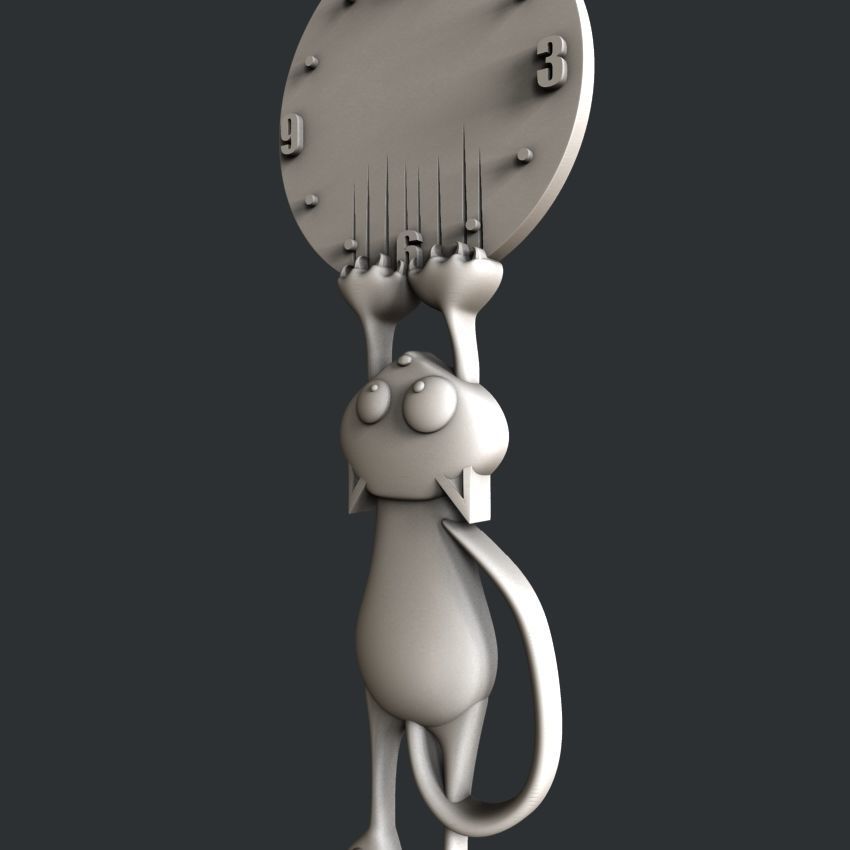 3d STL models for CNC clock cat 3D model_1