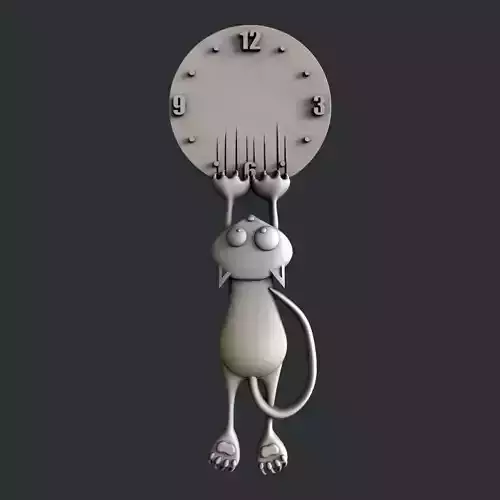 3d STL models for CNC clock cat