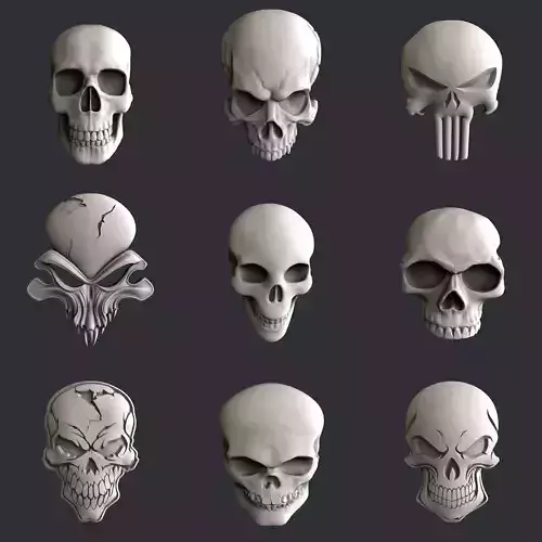 3d STL models for CNC set skulls 3D model