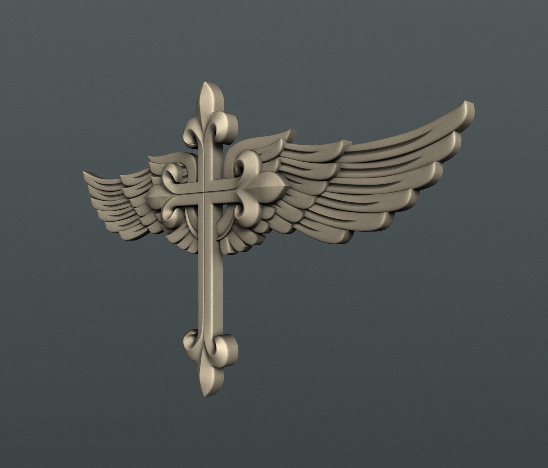 3d STL models for CNC cross with wings 3D model_1