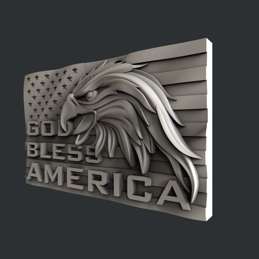 3d STL models for CNC God Bless America 3D model_1