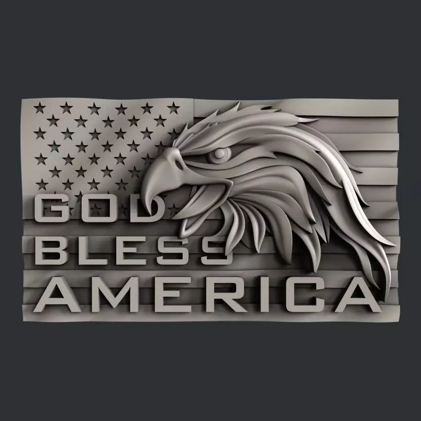 3d STL models for CNC God Bless America 3D model_0