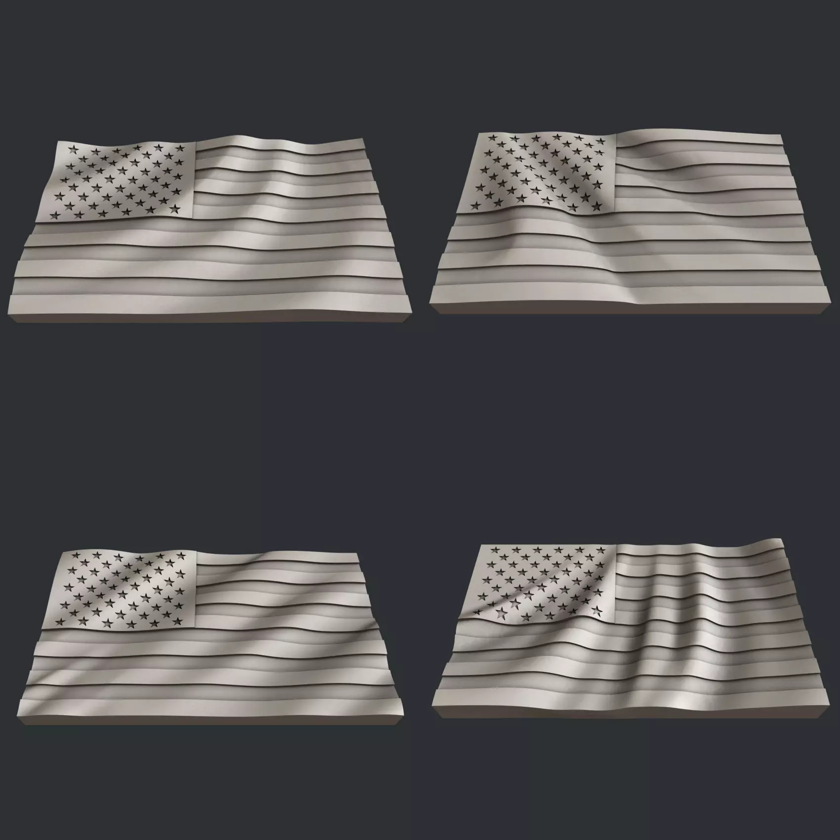 3d STL models for CNC set flags USA 3D model_0