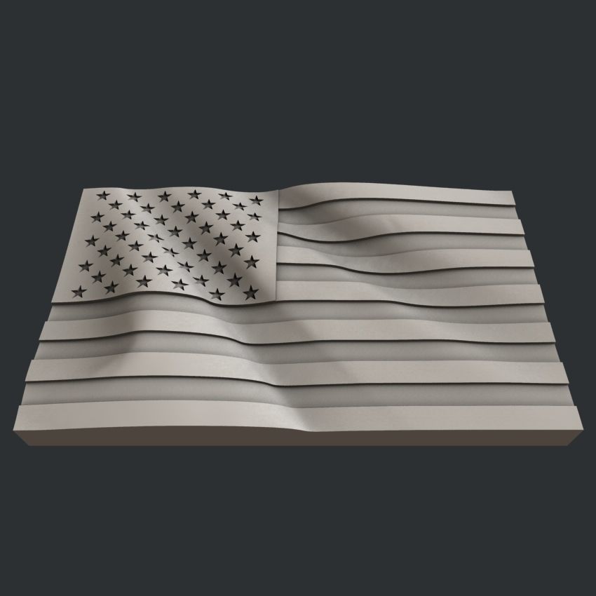 3d STL models for CNC set flags USA 3D model_3
