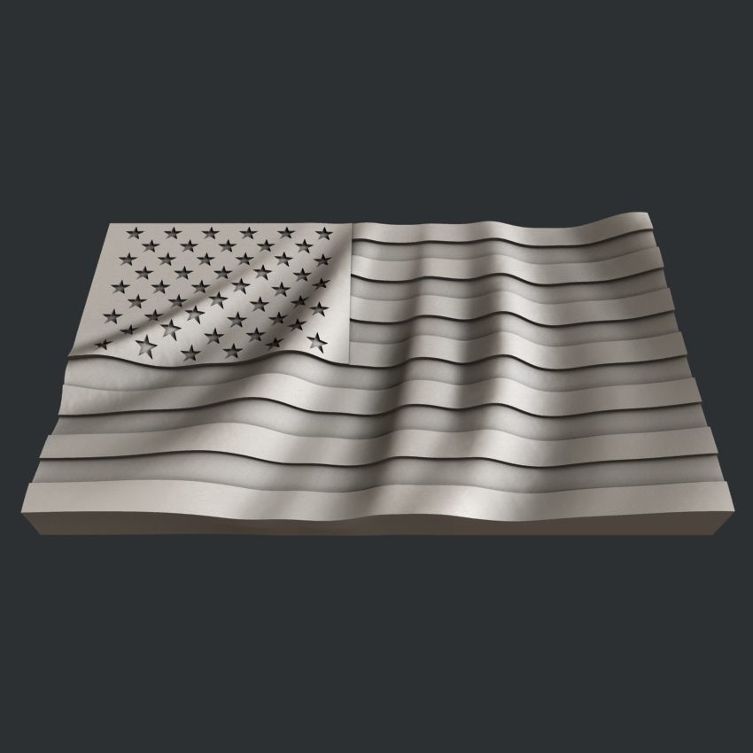 3d STL models for CNC set flags USA 3D model_1