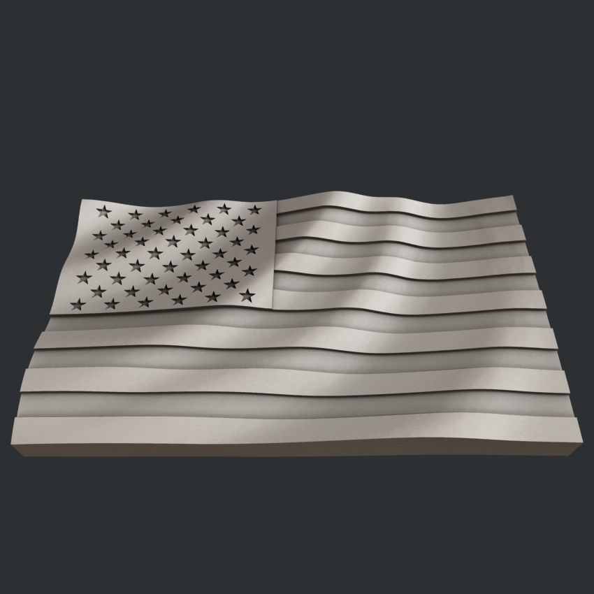 3d STL models for CNC set flags USA 3D model_4