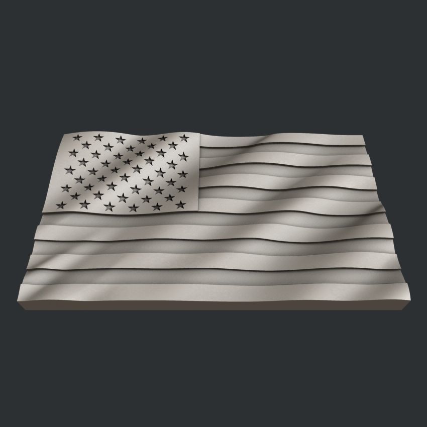 3d STL models for CNC set flags USA 3D model_2