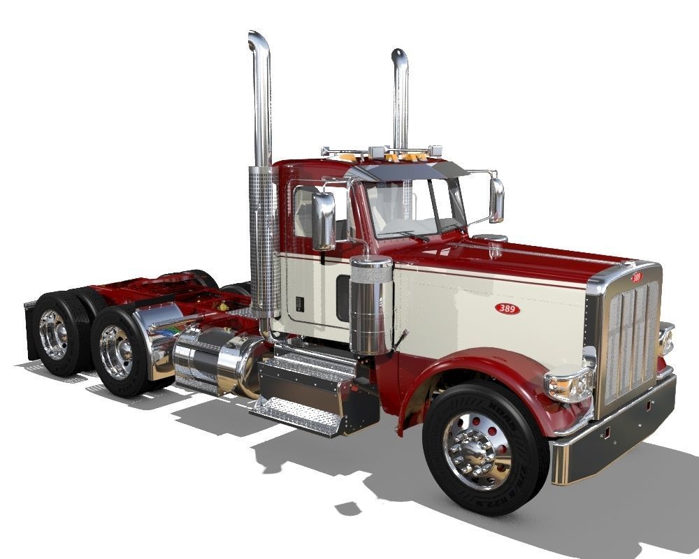 389 Day Cab Semi Truck 3D model_3