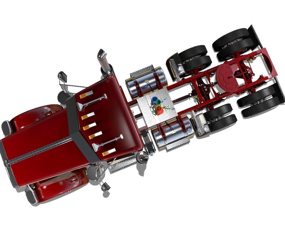 389 Day Cab Semi Truck 3D model_6