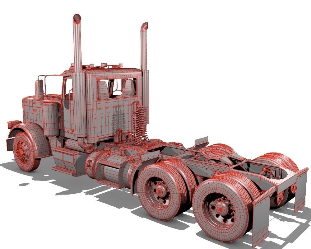 389 Day Cab Semi Truck 3D model_20