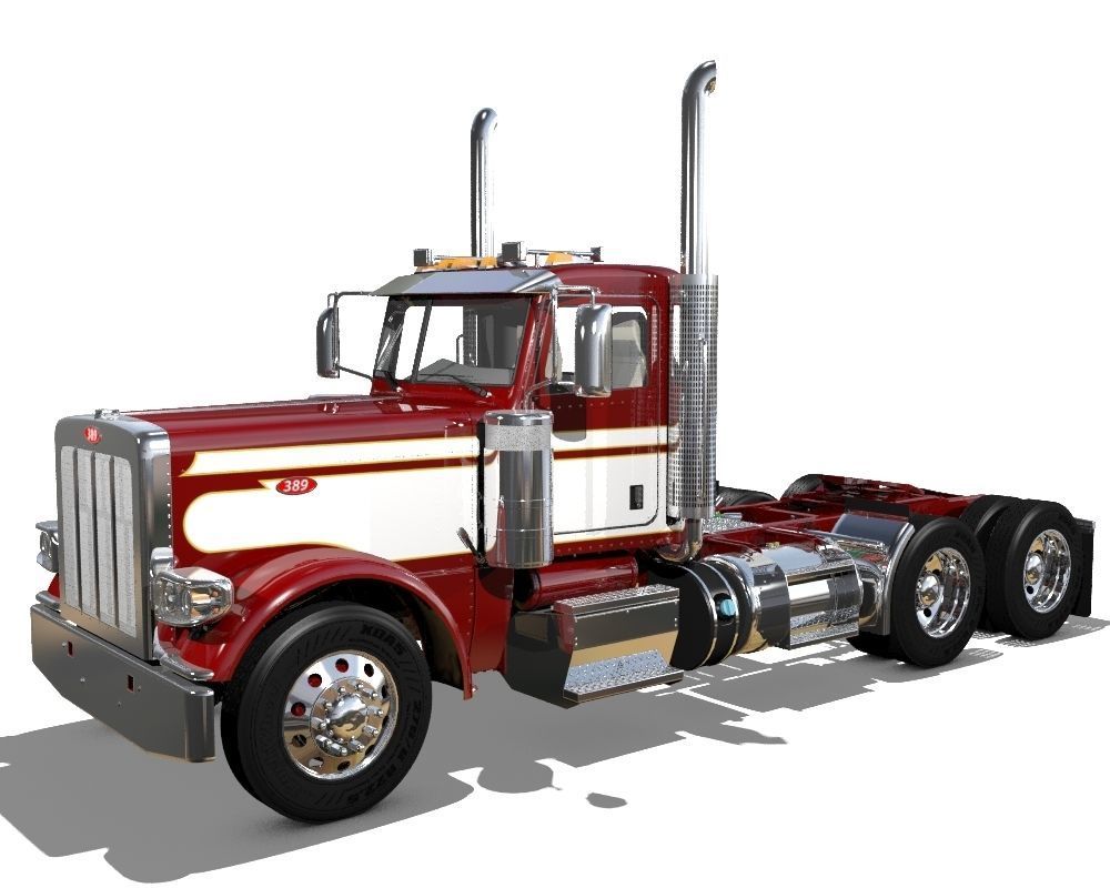 389 Day Cab Semi Truck 3D model_30