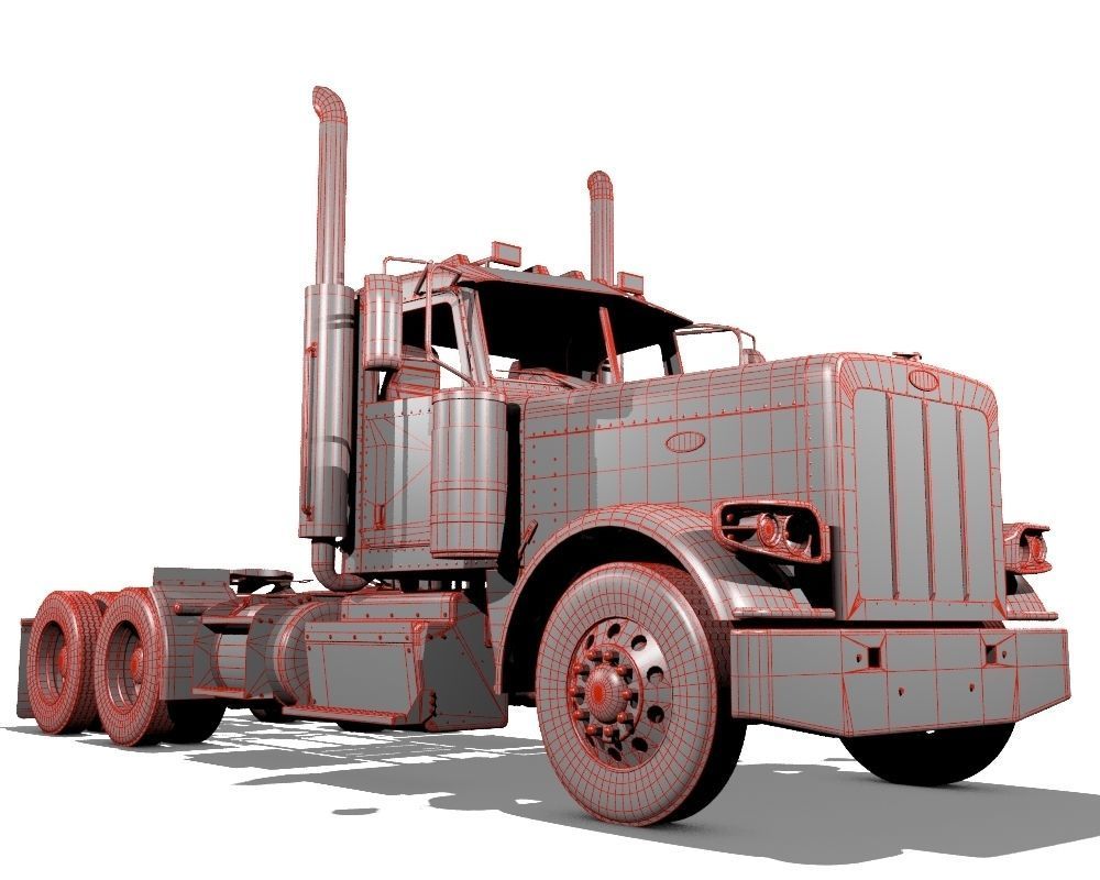 389 Day Cab Semi Truck 3D model_22