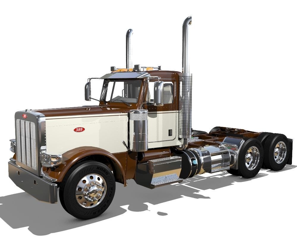389 Day Cab Semi Truck 3D model_32