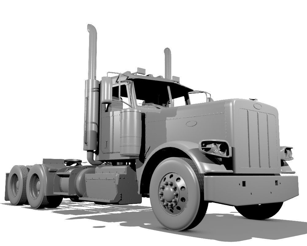389 Day Cab Semi Truck 3D model_13