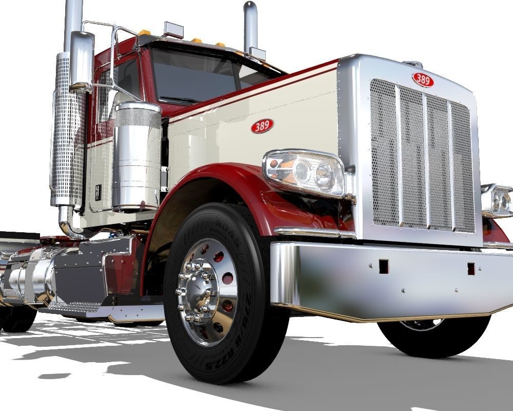 389 Day Cab Semi Truck 3D model_4
