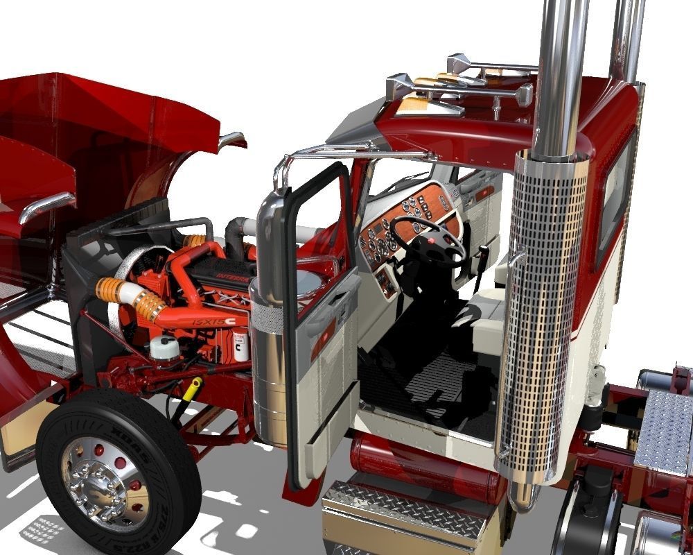 389 Day Cab Semi Truck 3D model_5