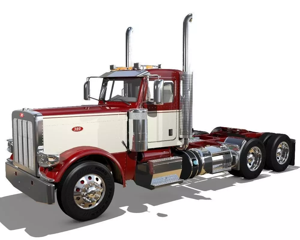 389 Day Cab Semi Truck 3D model_0