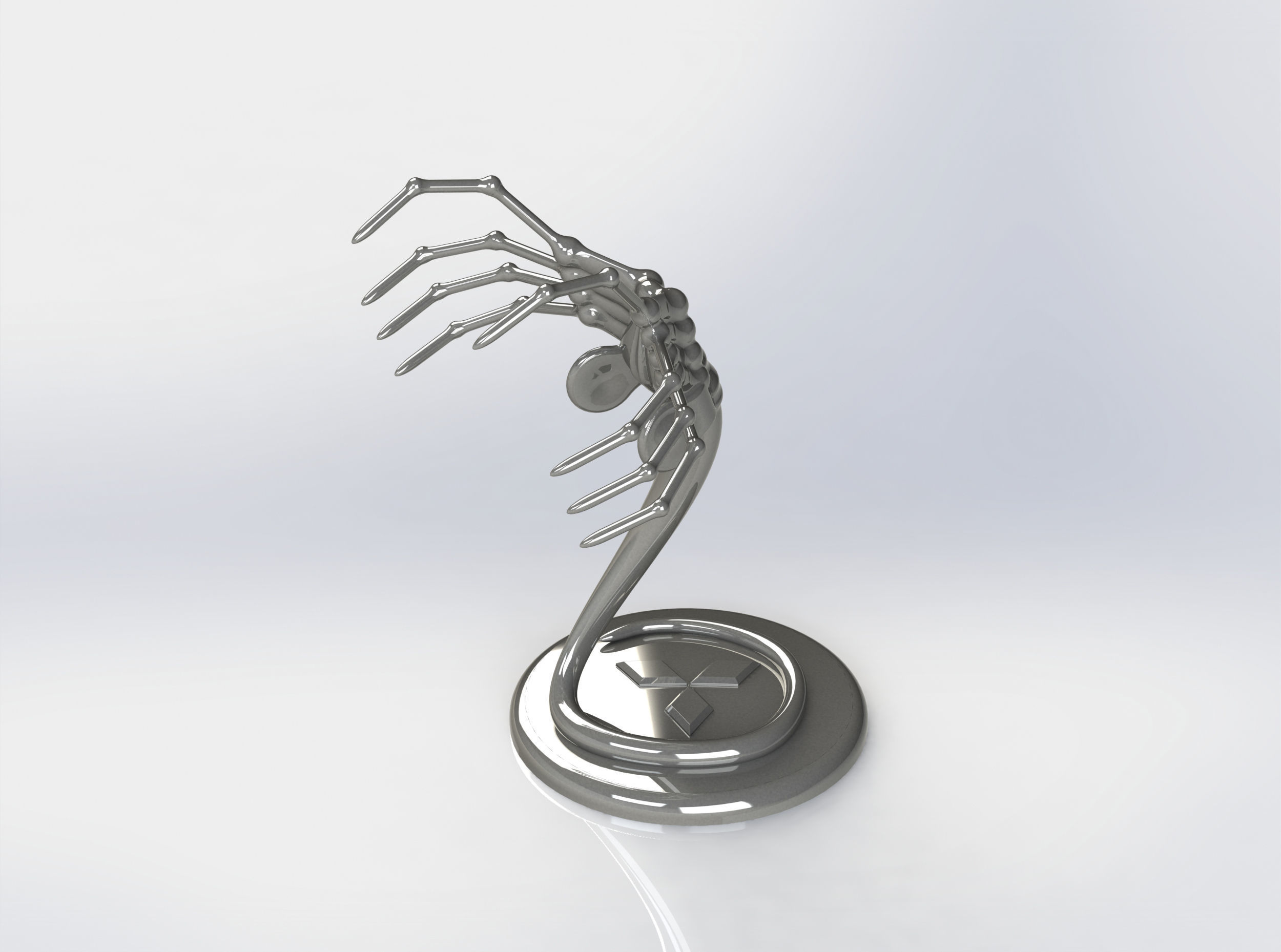 Alien Facehugger car hood figure with custom logo 3D print model_6