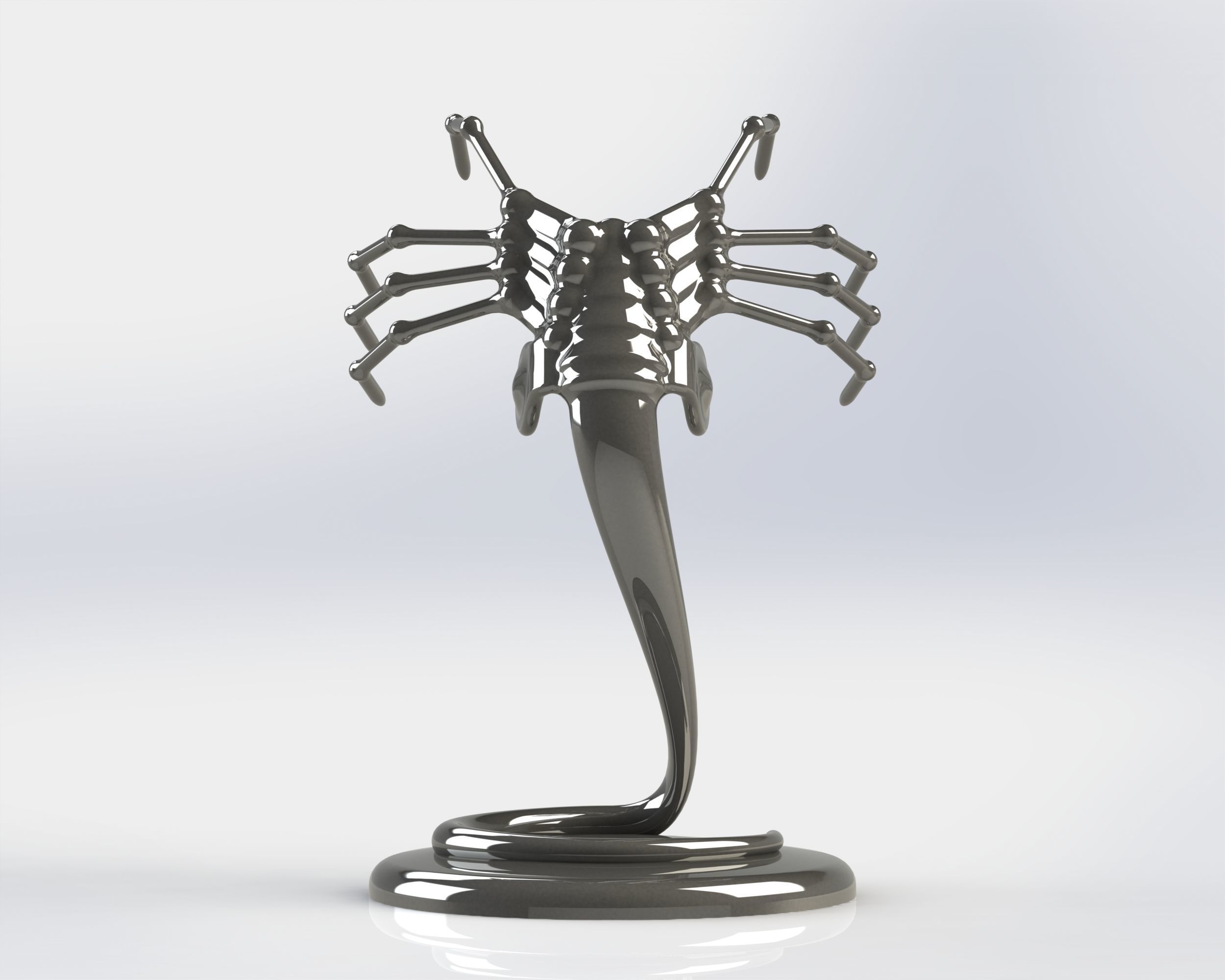 Alien Facehugger car hood figure with custom logo 3D print model_1