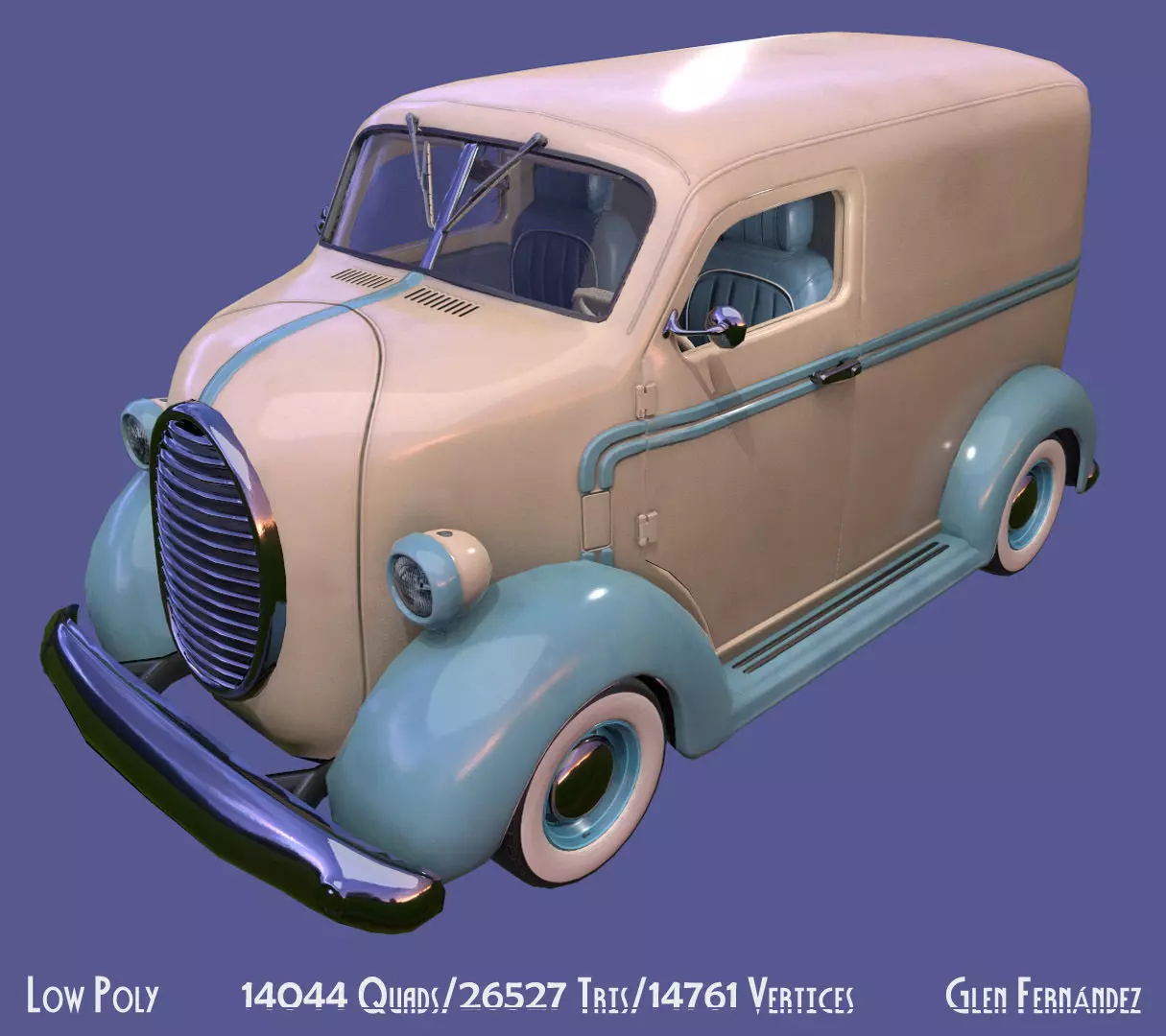 Vintage Custom COE Delivery Van Low-poly 3D model_0